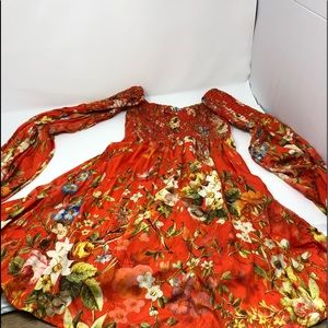 NWOT Free People Ruched  floral off the shoulder